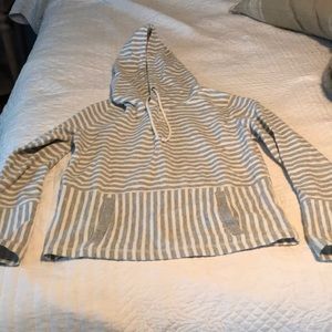 Gray and white striped sweatshirt